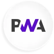 Logo PWA : Écran stylisé, motif ondulant, expérience utilisateur fluide, rapide et fiable.